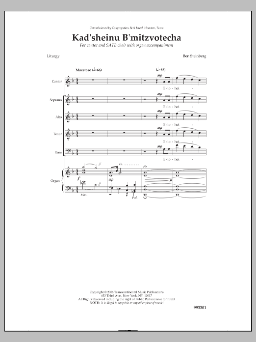 Download Ben Steinberg Kad'sheinu B'mitzvotecha Sheet Music and learn how to play SATB Choir PDF digital score in minutes