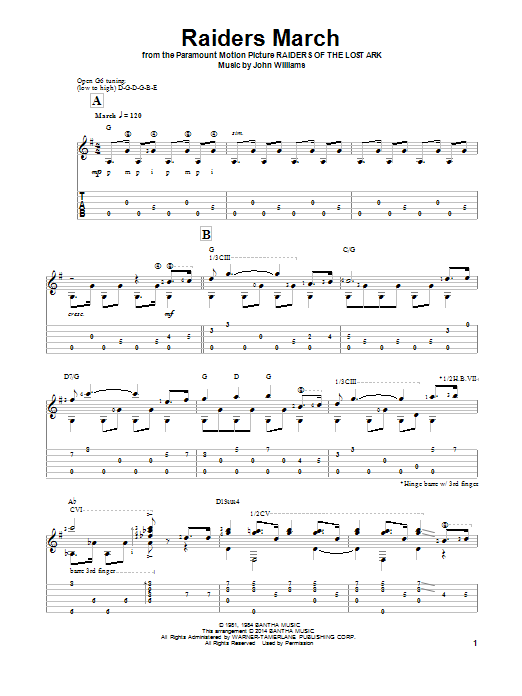 Download Ben Woolman Raiders March Sheet Music and learn how to play Guitar Tab PDF digital score in minutes