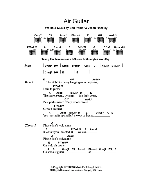 Download Ben & Jason Air Guitar Sheet Music and learn how to play Lyrics & Chords PDF digital score in minutes