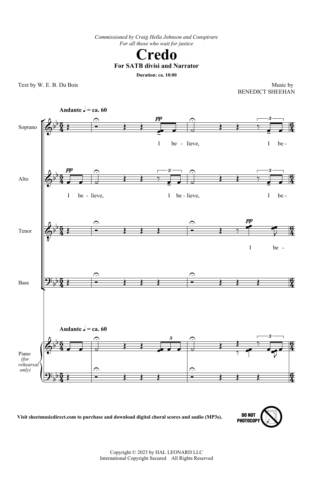 Download Benedict Sheehan Credo Sheet Music and learn how to play Choir PDF digital score in minutes