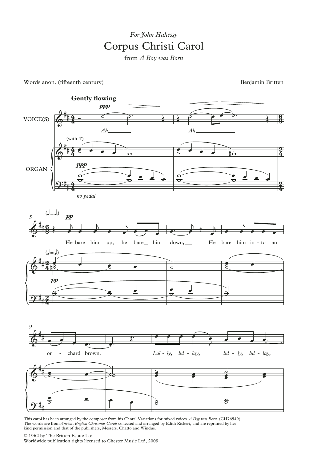 Download Benjamin Britten Corpus Christi Carol (from A Boy Was Born) Sheet Music and learn how to play Choir PDF digital score in minutes
