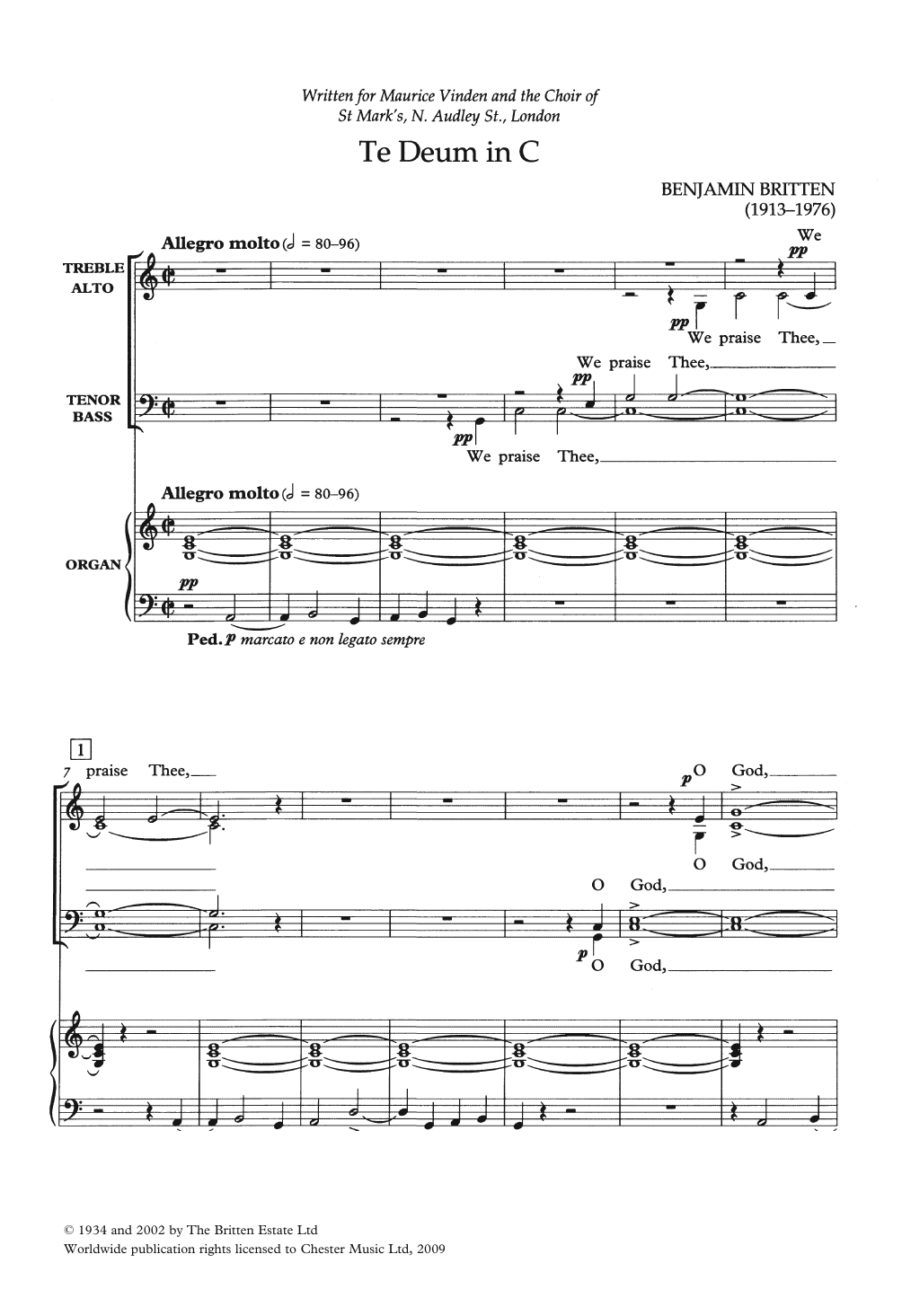 Download Benjamin Britten Te Deum In C Sheet Music and learn how to play Choir PDF digital score in minutes