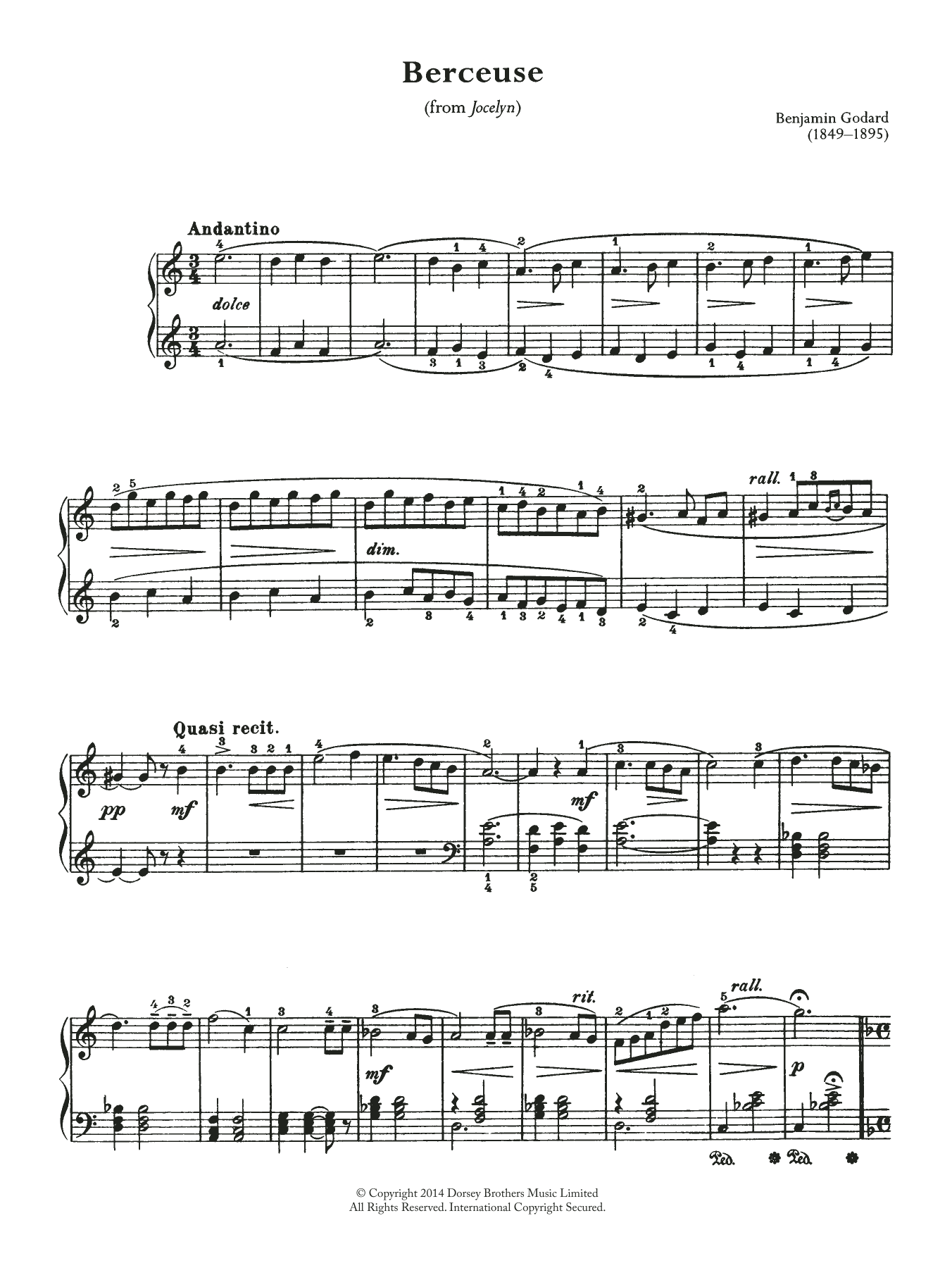 Download Benjamin Godard Berceuse (from Jocelyn) Sheet Music and learn how to play Cello and Piano PDF digital score in minutes