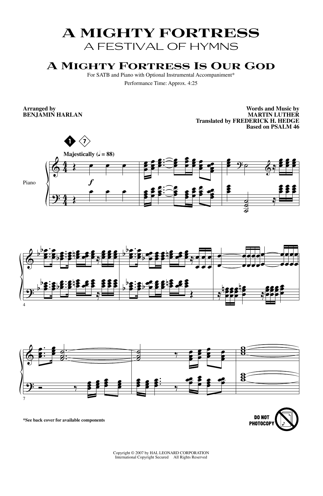 Download Benjamin Harlan A Mighty Fortress A Festival Of Hymns Sheet Music and learn how to play SATB PDF digital score in minutes