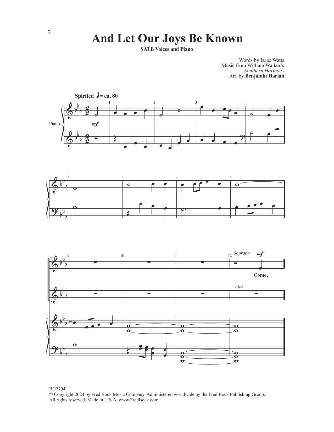 Download Benjamin Harlan And Let Our Joys Be Known Sheet Music and learn how to play SATB Choir PDF digital score in minutes