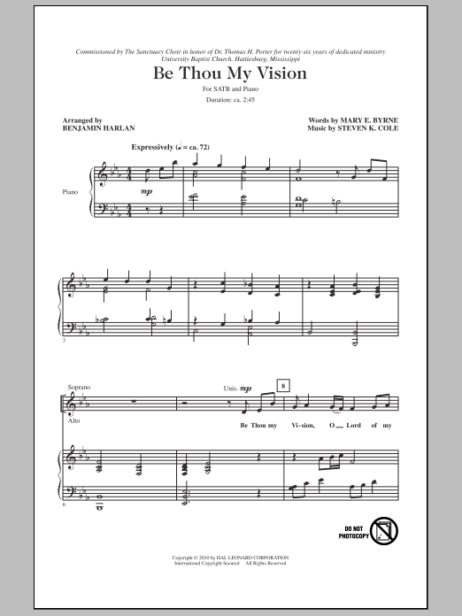 Download Benjamin Harlan Be Thou My Vision Sheet Music and learn how to play SATB Choir PDF digital score in minutes