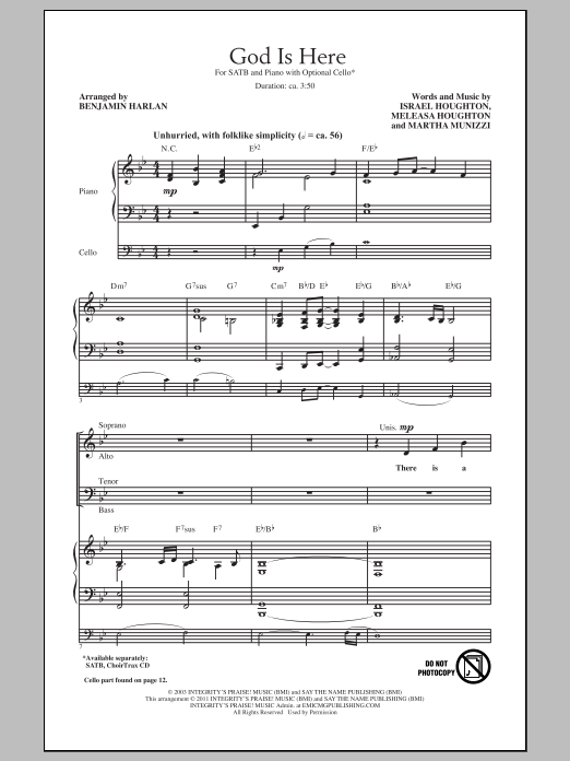 Download Benjamin Harlan God Is Here Sheet Music and learn how to play SATB PDF digital score in minutes