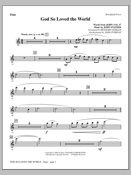 Download Benjamin Harlan God So Loved The World Chamber Orchestra - Flute Sheet Music and learn how to play Choir Instrumental Pak PDF digital score in minutes