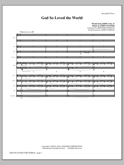 Download Benjamin Harlan God So Loved The World Chamber Orchestra - Full Score Sheet Music and learn how to play Choir Instrumental Pak PDF digital score in minutes