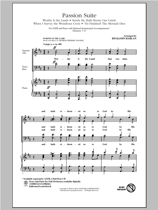 Download Benjamin Harlan Passion Suite Sheet Music and learn how to play SATB PDF digital score in minutes