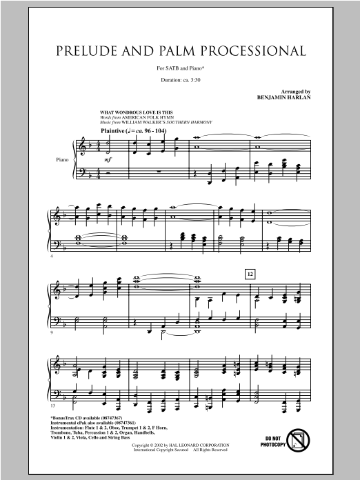 Download Benjamin Harlan Prelude And Palm Processional Sheet Music and learn how to play SATB PDF digital score in minutes