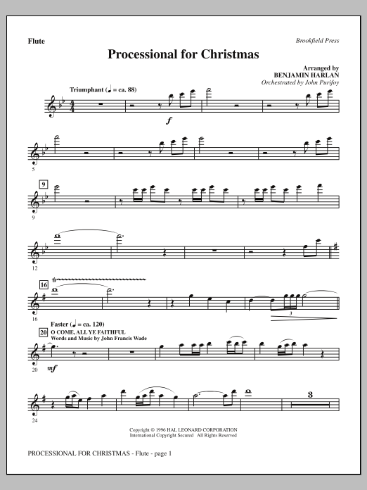 Download Benjamin Harlan Processional For Christmas - Flute Sheet Music and learn how to play Choir Instrumental Pak PDF digital score in minutes