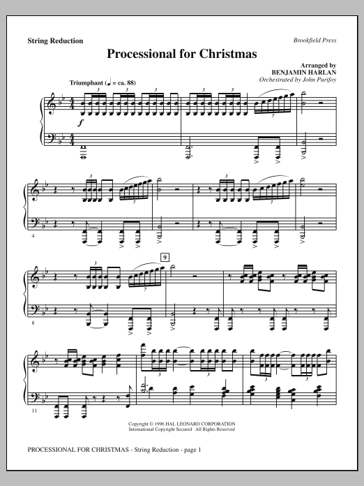 Download Benjamin Harlan Processional For Christmas - Keyboard String Reduction Sheet Music and learn how to play Choir Instrumental Pak PDF digital score in minutes