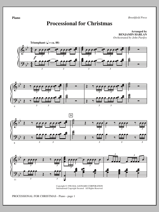 Download Benjamin Harlan Processional For Christmas - Piano Sheet Music and learn how to play Choir Instrumental Pak PDF digital score in minutes