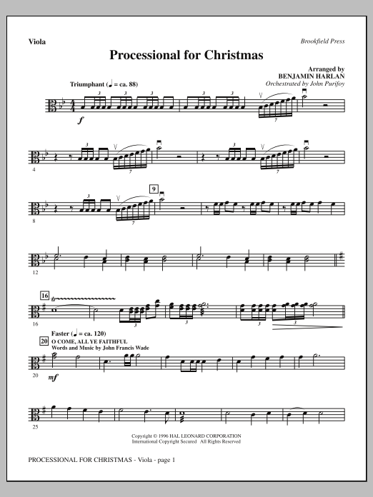 Download Benjamin Harlan Processional For Christmas - Viola Sheet Music and learn how to play Choir Instrumental Pak PDF digital score in minutes