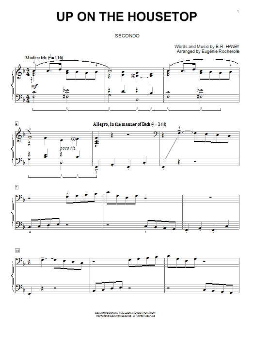 Download B.R. Hanby Up On The Housetop Sheet Music and learn how to play Piano Duet PDF digital score in minutes