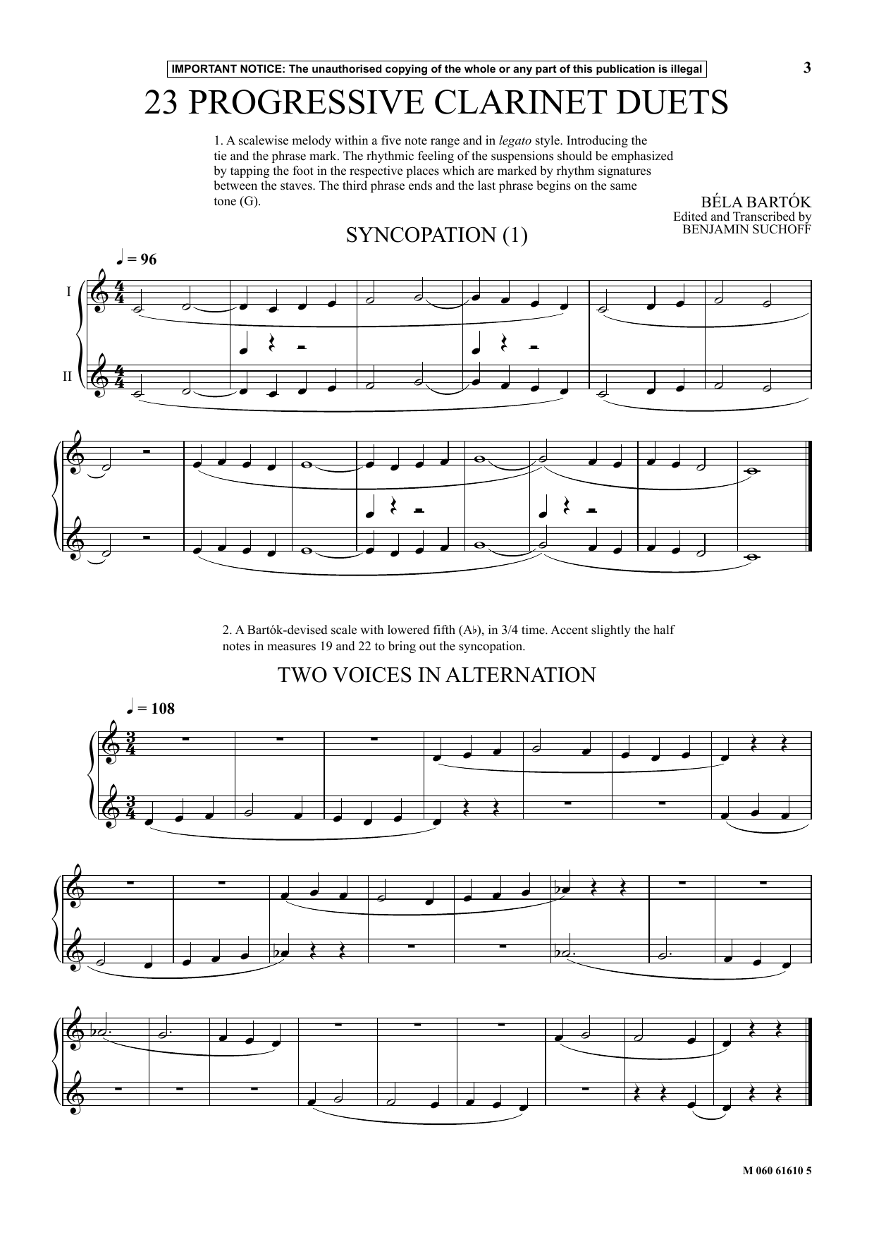 Download Benjamin Suchoff 23 Progressive Clarinet Duets (from Mikrokosmos) Sheet Music and learn how to play Clarinet Duet PDF digital score in minutes