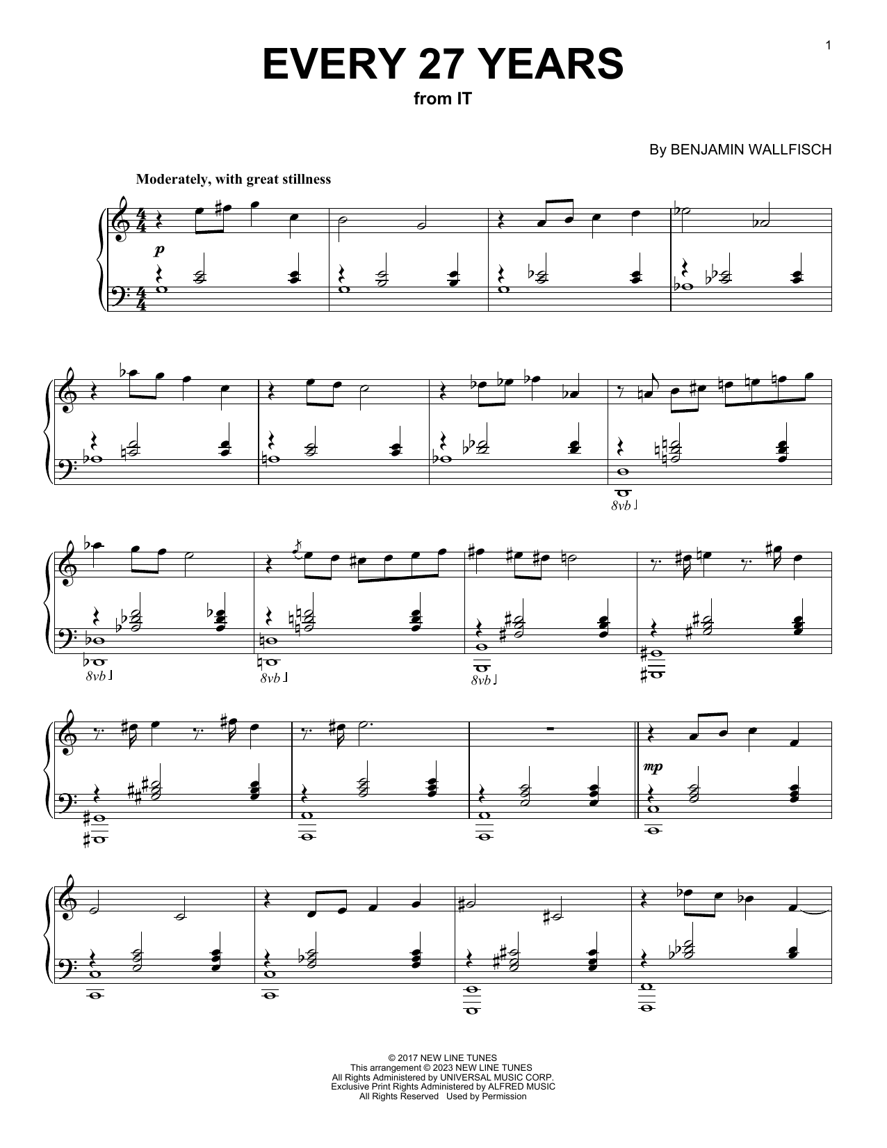 Download Benjamin Wallfisch Every 27 Years (from IT) Sheet Music and learn how to play Piano Solo PDF digital score in minutes