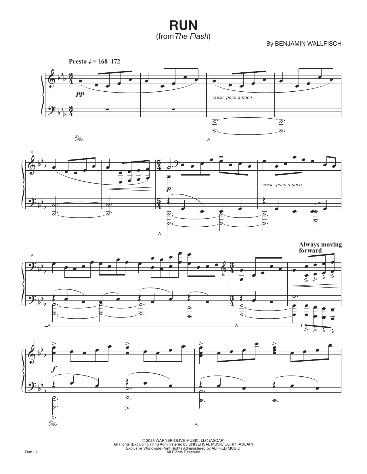 Download Benjamin Wallfisch Run (from The Flash) Sheet Music and learn how to play Piano Solo PDF digital score in minutes