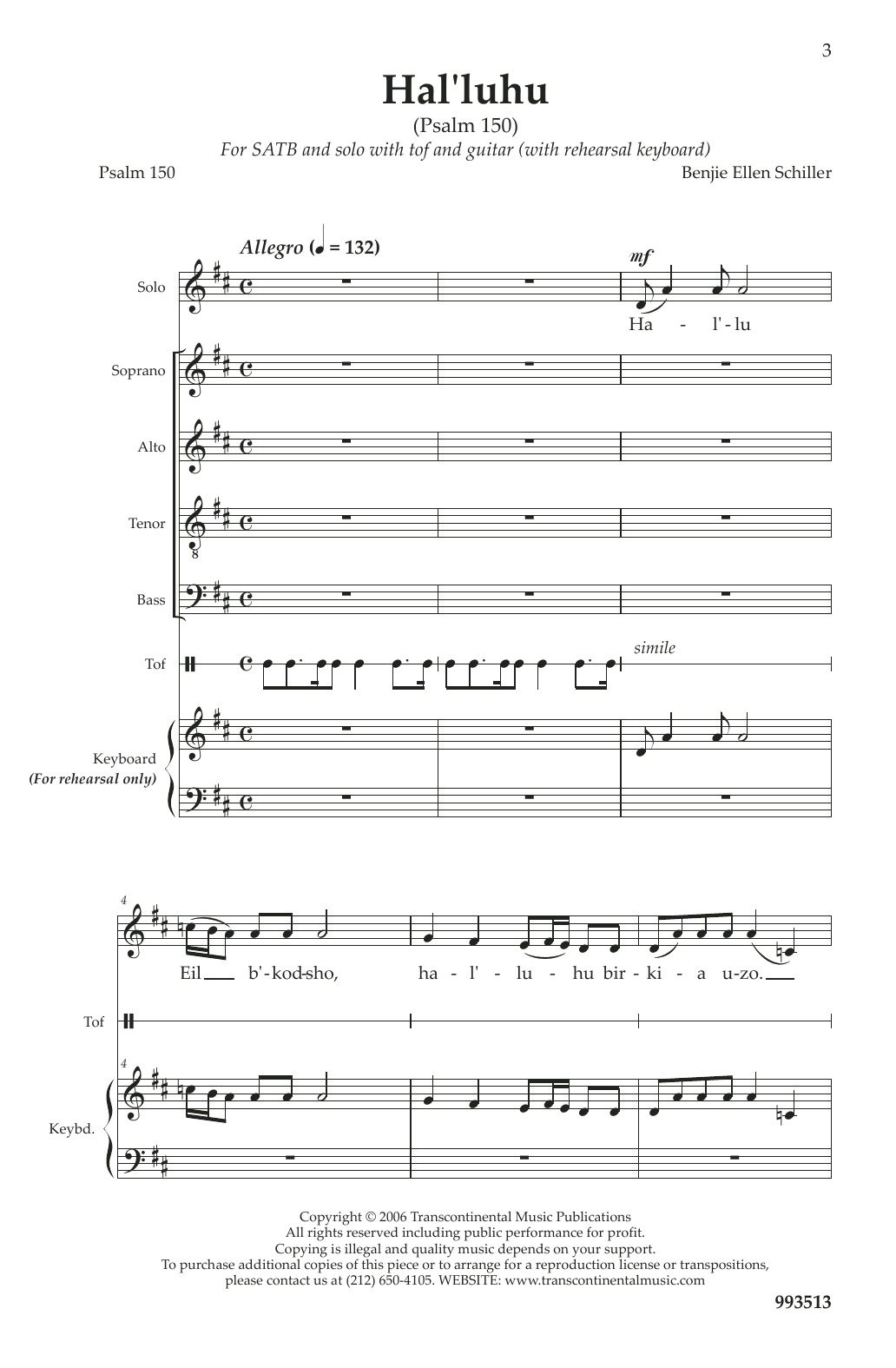 Download Benjie-Ellen Schiller Hal'luhu (Psalm 150) Sheet Music and learn how to play SATB Choir PDF digital score in minutes