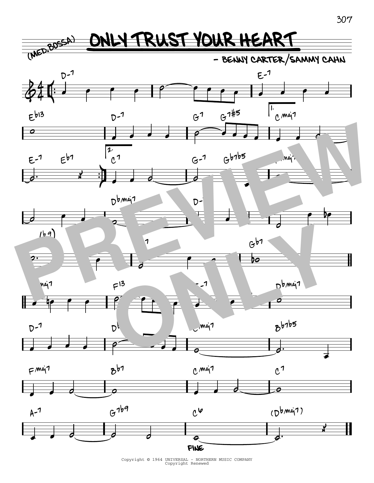 Download Benny Carter Only Trust Your Heart [Reharmonized version] (arr. Jack Grassel) Sheet Music and learn how to play Real Book – Melody & Chords PDF digital score in minutes