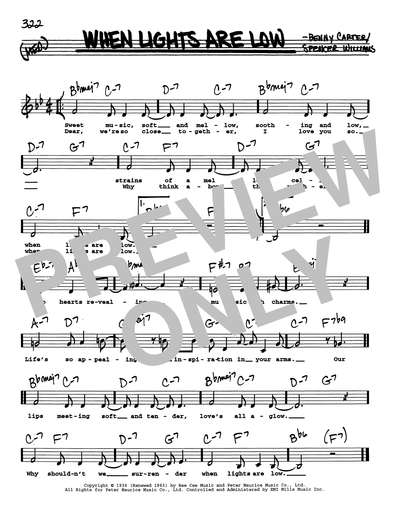 Download Benny Carter When Lights Are Low (Low Voice) Sheet Music and learn how to play Real Book – Melody, Lyrics & Chords PDF digital score in minutes