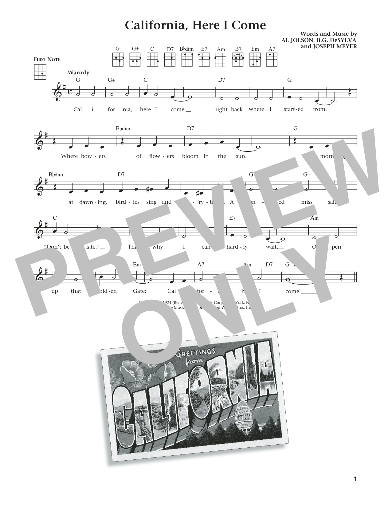 Download Benny Goodman & His Orchestra California, Here I Come Sheet Music and learn how to play Ukulele PDF digital score in minutes