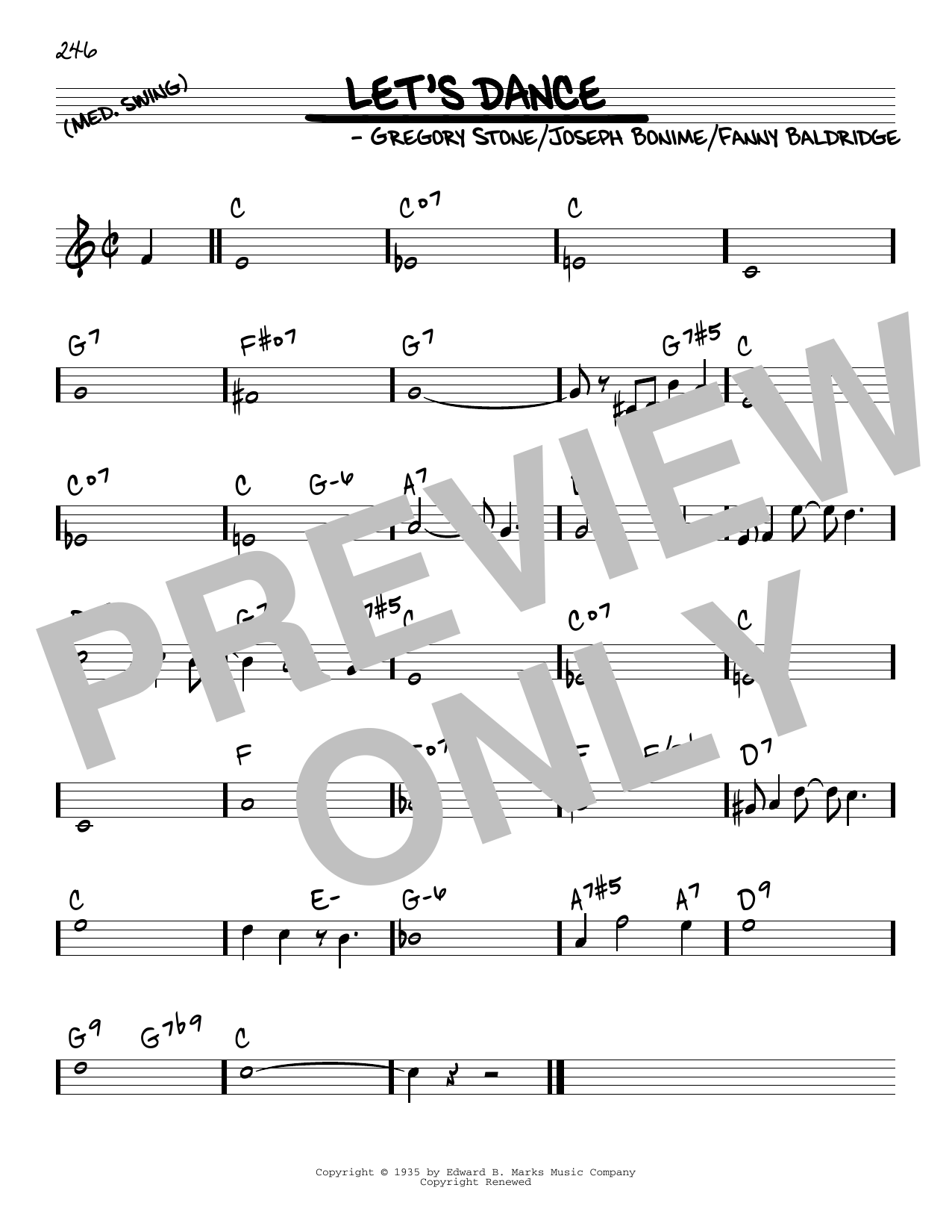 Download Benny Goodman & His Orchestra Let's Dance Sheet Music and learn how to play Real Book – Melody & Chords PDF digital score in minutes