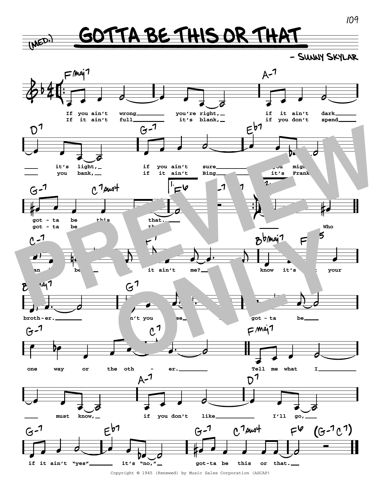 Download Benny Goodman and His Orchestra Gotta Be This Or That (Low Voice) Sheet Music and learn how to play Real Book – Melody, Lyrics & Chords PDF digital score in minutes
