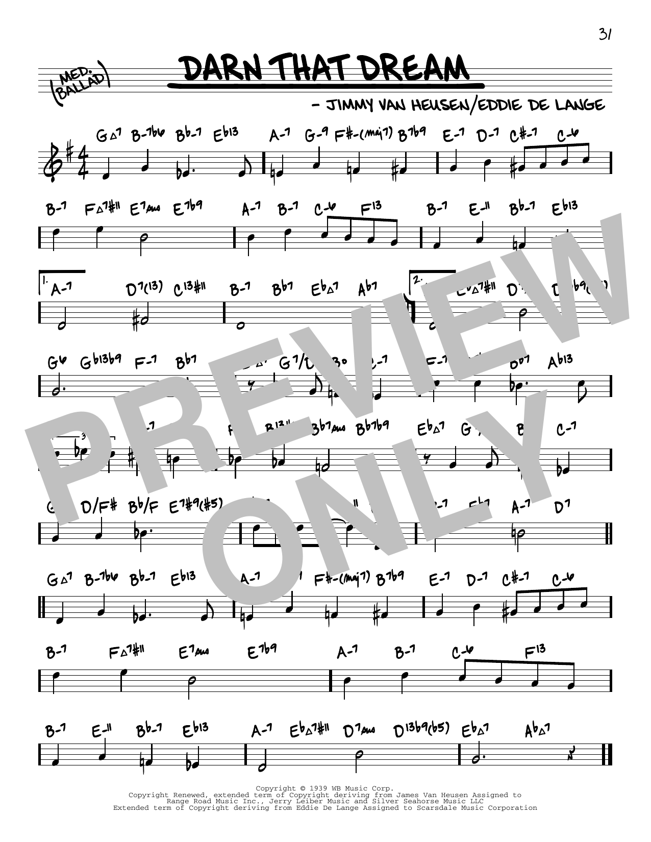 Download Benny Goodman Darn That Dream (arr. David Hazeltine) Sheet Music and learn how to play Real Book – Enhanced Chords PDF digital score in minutes