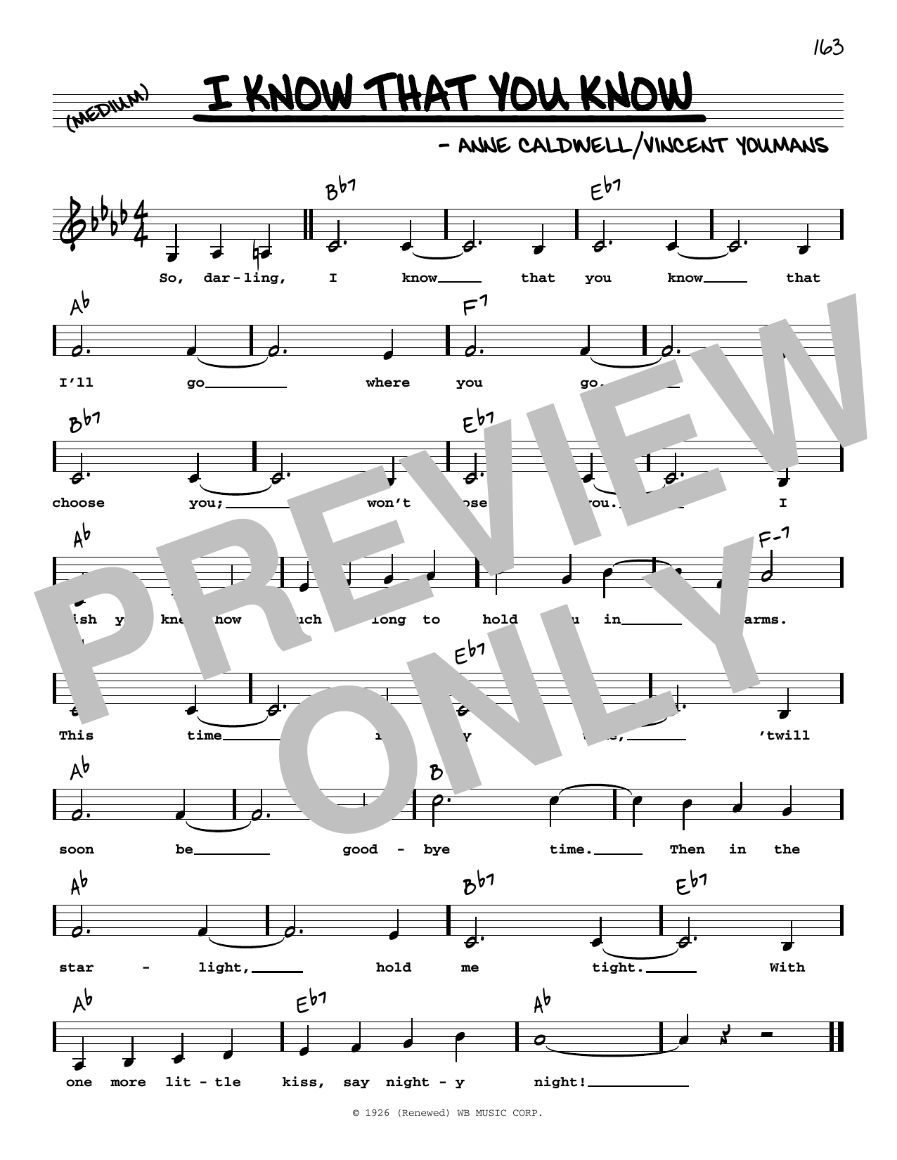 Download Benny Goodman I Know That You Know (Low Voice) Sheet Music and learn how to play Real Book – Melody, Lyrics & Chords PDF digital score in minutes