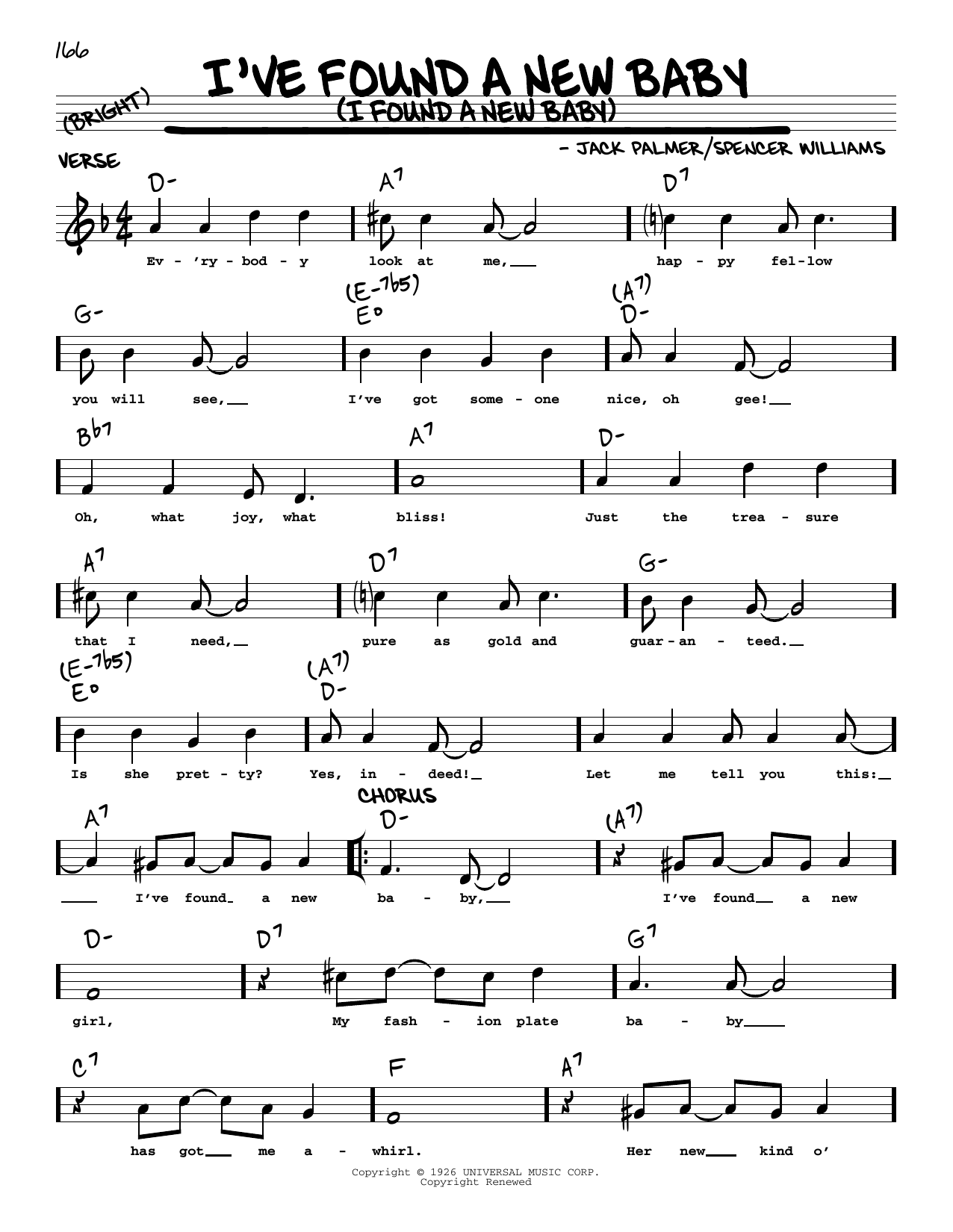 Download Benny Goodman I've Found A New Baby (I Found A New Baby) (arr. Robert Rawlins) Sheet Music and learn how to play Real Book – Melody, Lyrics & Chords PDF digital score in minutes
