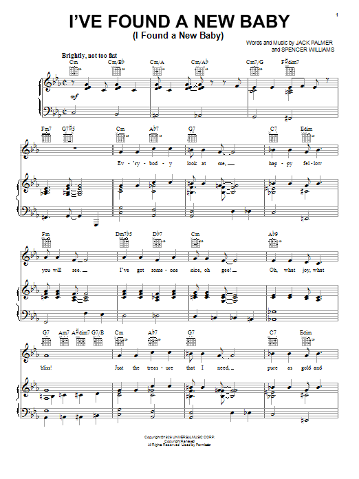 Download Benny Goodman I've Found A New Baby (I Found A New Baby) Sheet Music and learn how to play Real Book - Melody & Chords - C Instruments PDF digital score in minutes