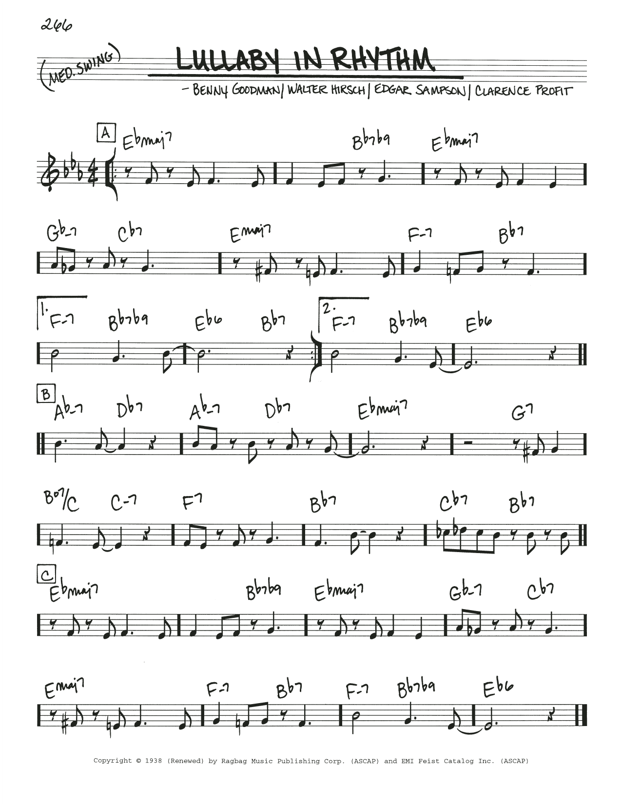 Download Benny Goodman Lullaby In Rhythm Sheet Music and learn how to play Real Book – Melody & Chords PDF digital score in minutes