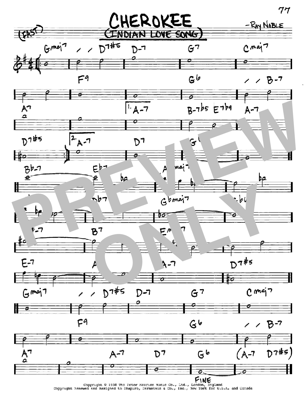 Download Benny Goodman Sextet Cherokee (Indian Love Song) Sheet Music and learn how to play Real Book – Melody & Chords – Bb Instruments PDF digital score in minutes