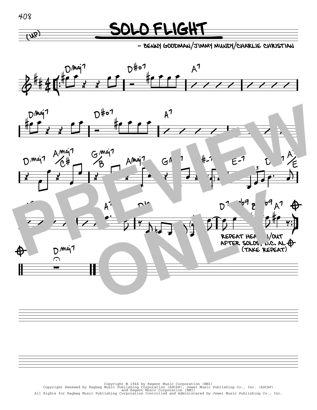 Download Benny Goodman Solo Flight Sheet Music and learn how to play Real Book – Melody & Chords PDF digital score in minutes