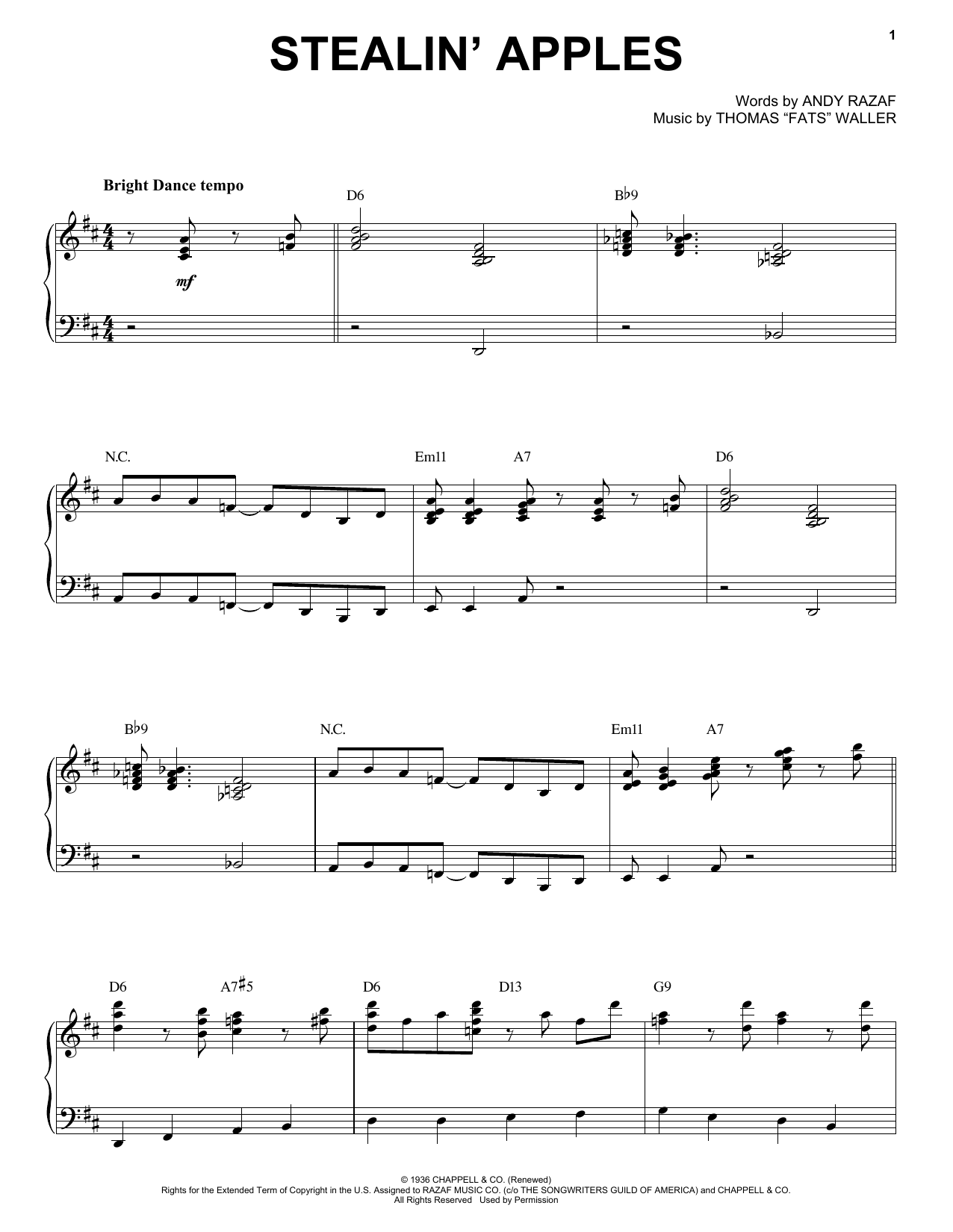 Download Benny Goodman Stealin' Apples Sheet Music and learn how to play Real Book – Melody & Chords PDF digital score in minutes