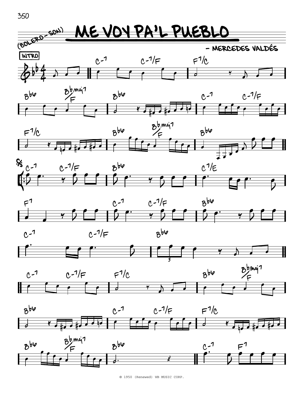 Download Benny More Me Voy Pa'l Pueblo Sheet Music and learn how to play Real Book – Melody & Chords PDF digital score in minutes