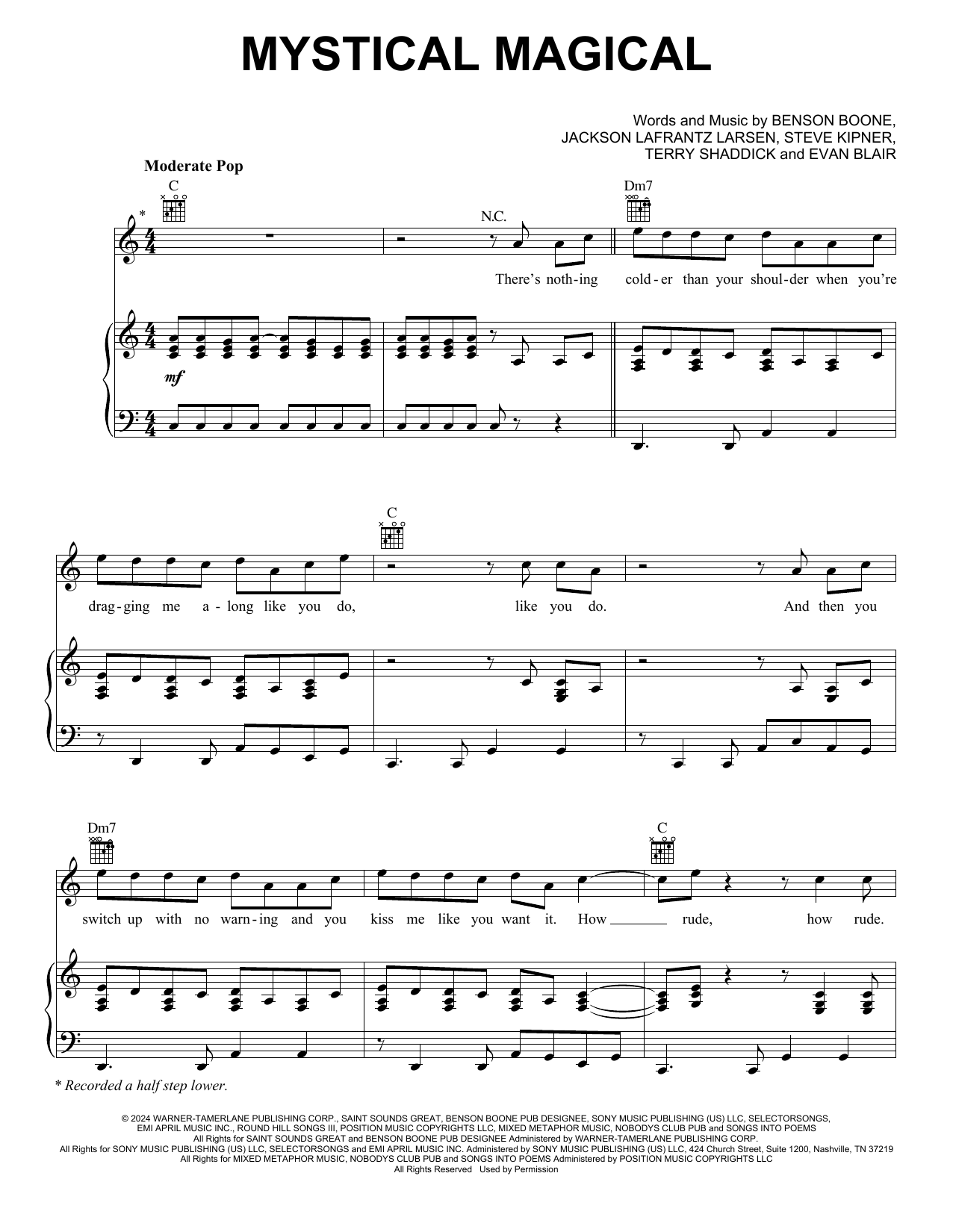 Download Benson Boone Mystical Magical Sheet Music and learn how to play Super Easy Piano PDF digital score in minutes