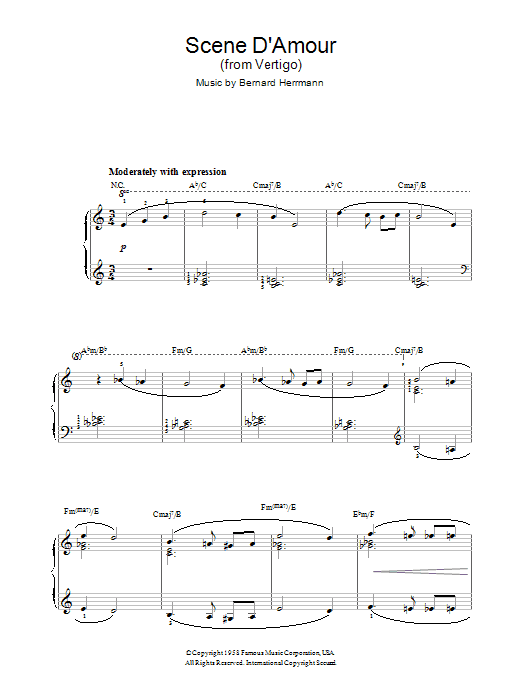 Download Bernard Herrmann Scene D'Amour (from Vertigo) Sheet Music and learn how to play Alto Saxophone PDF digital score in minutes