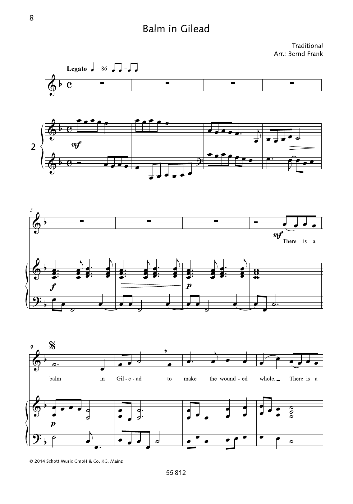 Download Bernd Frank Balm in Gilead Sheet Music and learn how to play Piano & Vocal PDF digital score in minutes