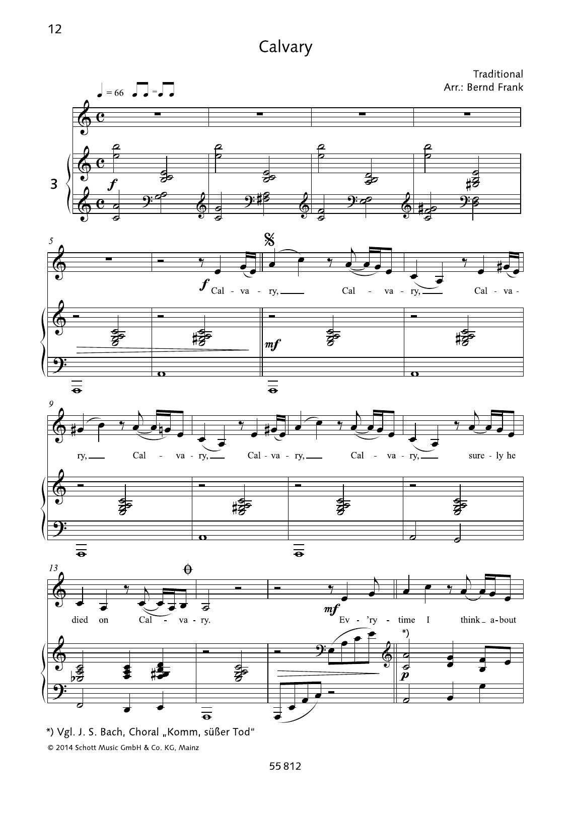 Download Bernd Frank Calvary Sheet Music and learn how to play Piano & Vocal PDF digital score in minutes