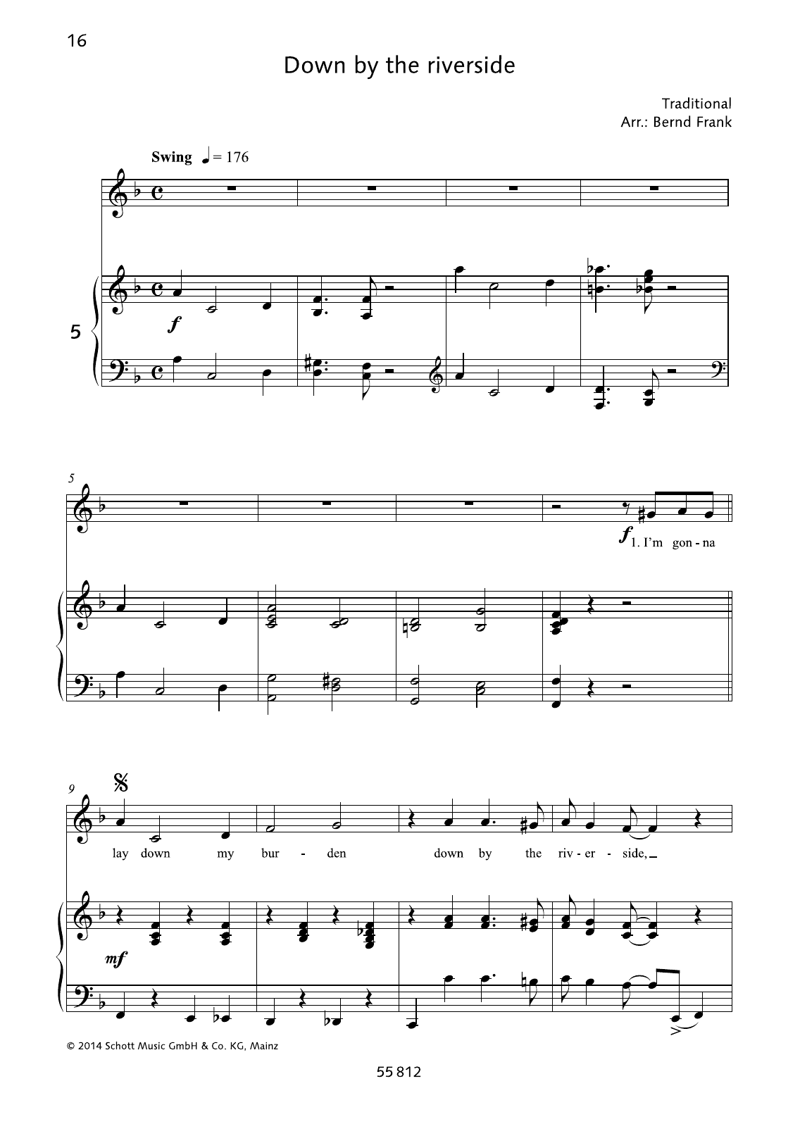 Download Bernd Frank Down by the Riverside Sheet Music and learn how to play Piano & Vocal PDF digital score in minutes