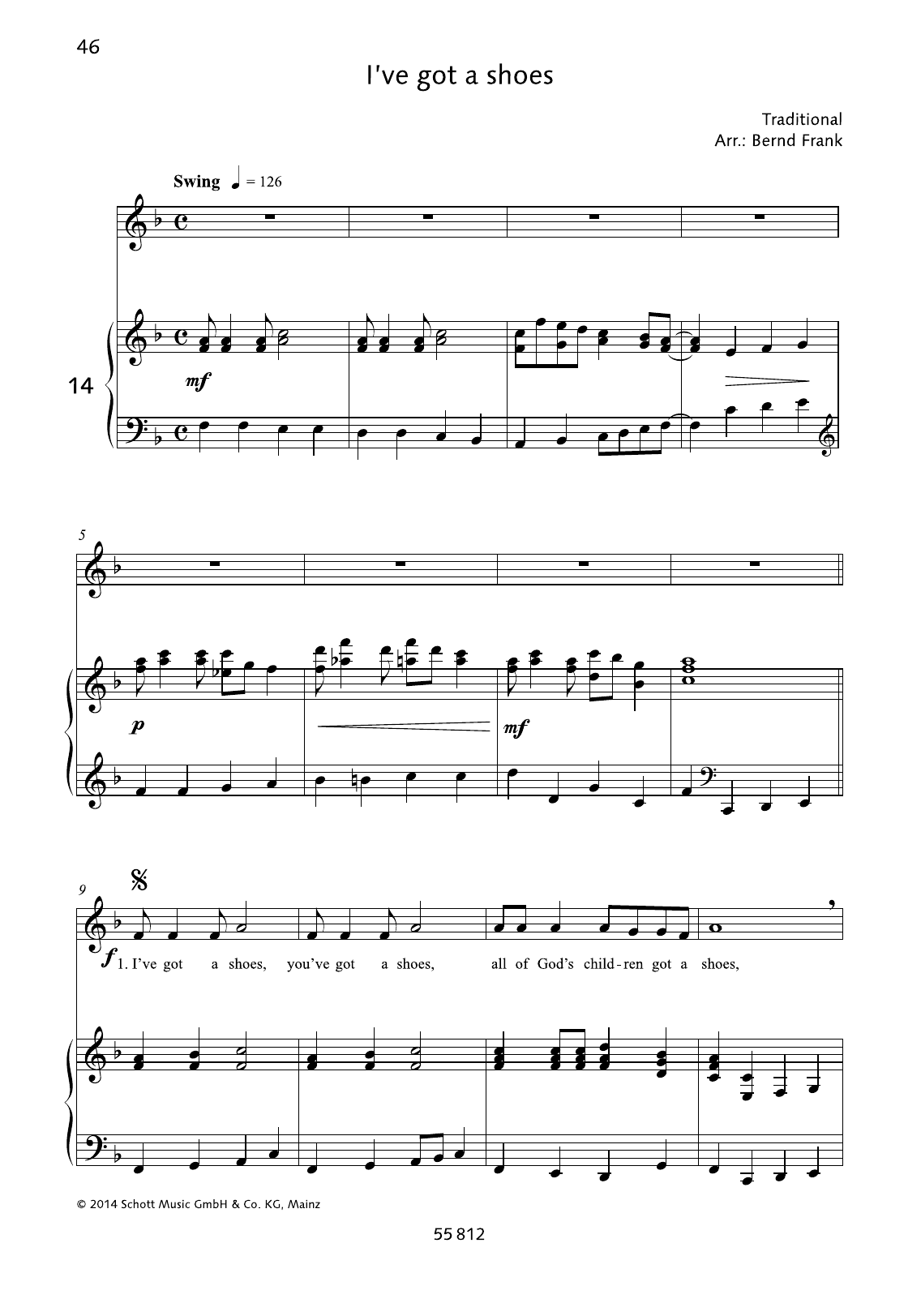 Download Bernd Frank I've got a shoes Sheet Music and learn how to play Piano & Vocal PDF digital score in minutes