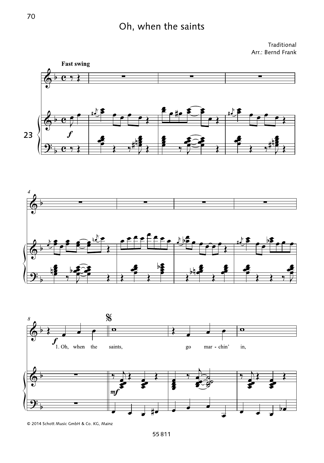 Download Bernd Frank Oh, when the saints Sheet Music and learn how to play Piano & Vocal PDF digital score in minutes