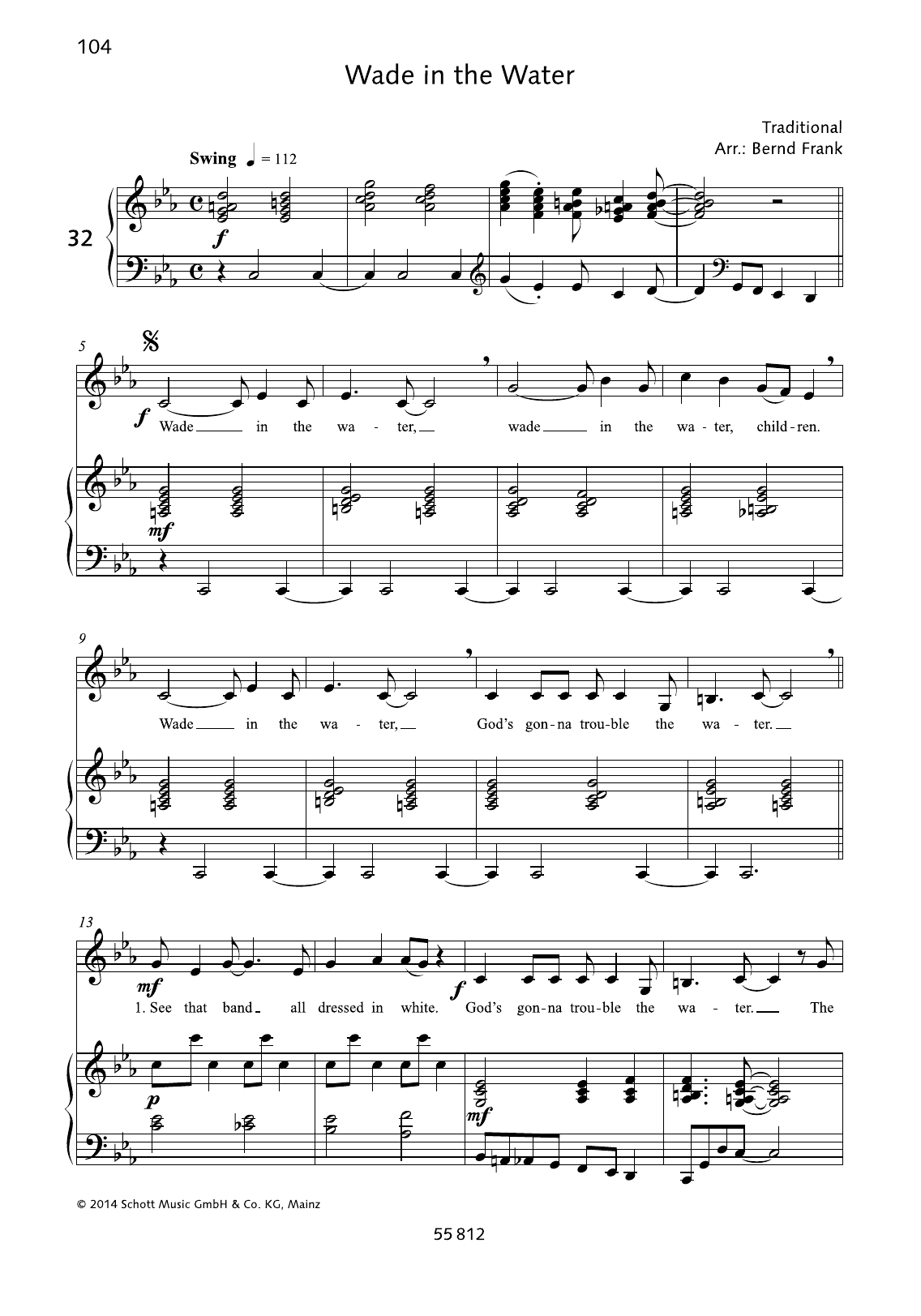 Download Bernd Frank Wade in the Water Sheet Music and learn how to play Piano & Vocal PDF digital score in minutes