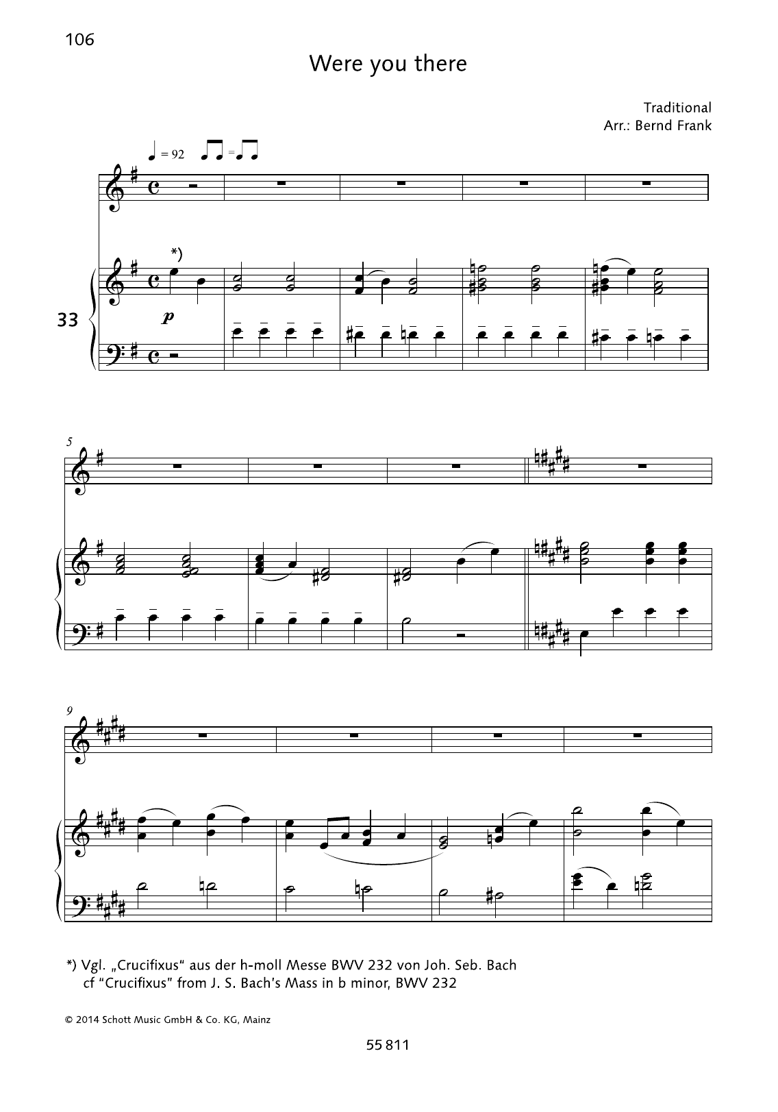 Download Bernd Frank Were You There Sheet Music and learn how to play Piano & Vocal PDF digital score in minutes
