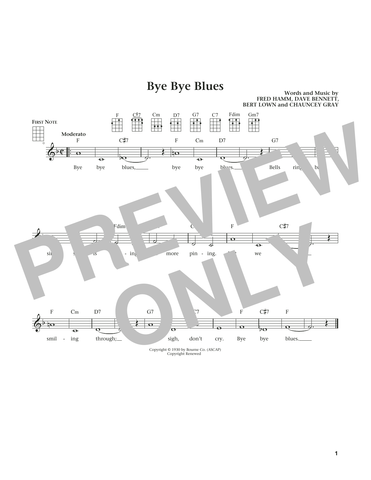 Download Bert Kaempfert Bye Bye Blues Sheet Music and learn how to play Ukulele PDF digital score in minutes