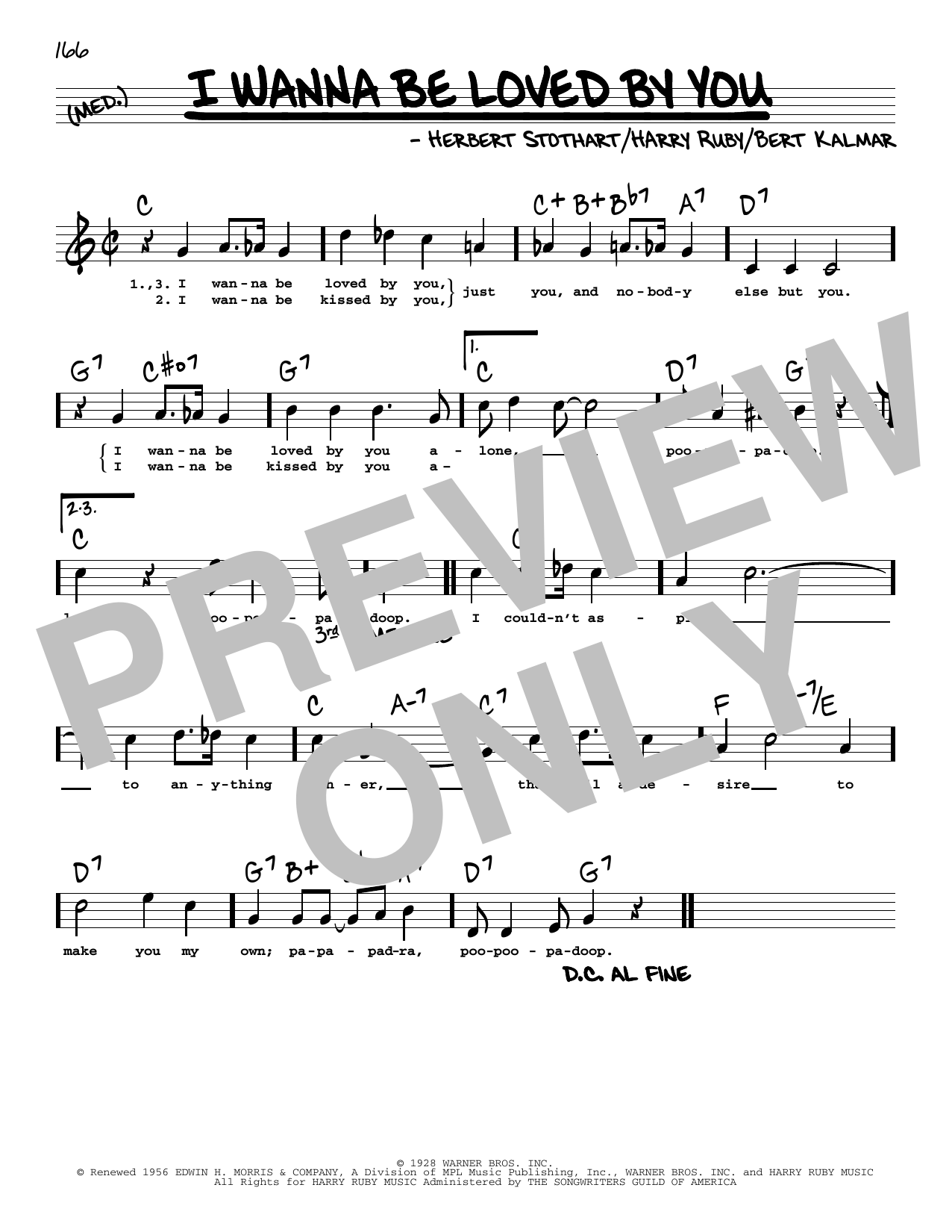 Download Bert Kalmar I Wanna Be Loved By You (High Voice) (from Good Boy) Sheet Music and learn how to play Real Book – Melody, Lyrics & Chords PDF digital score in minutes