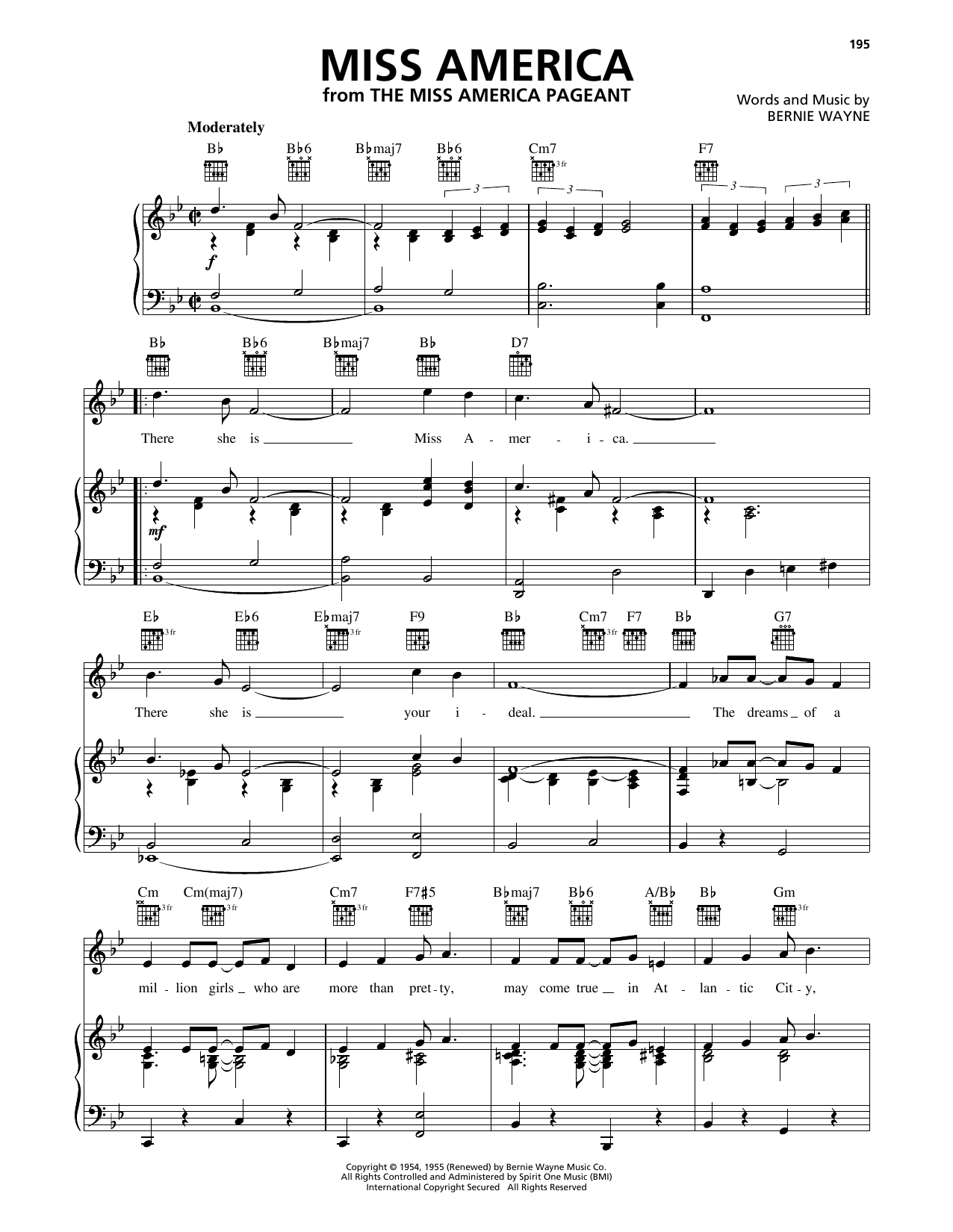 Download Bert Parks Miss America Sheet Music and learn how to play Piano, Vocal & Guitar Chords (Right-Hand Melody) PDF digital score in minutes